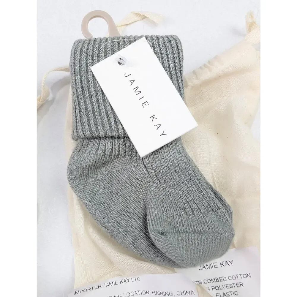 Jamie Kay 3 Pairs Baby 0-3 Months Fold Over Sock Bundle - Shades of Blue